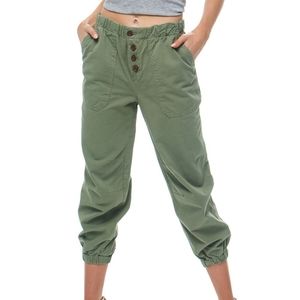 Free People Cadet Cotton Green Jogger Pants